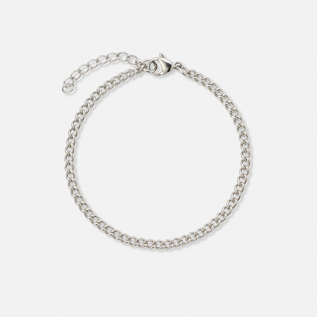 Stålarmband pansarlänk 3mm bred - 19+3cm