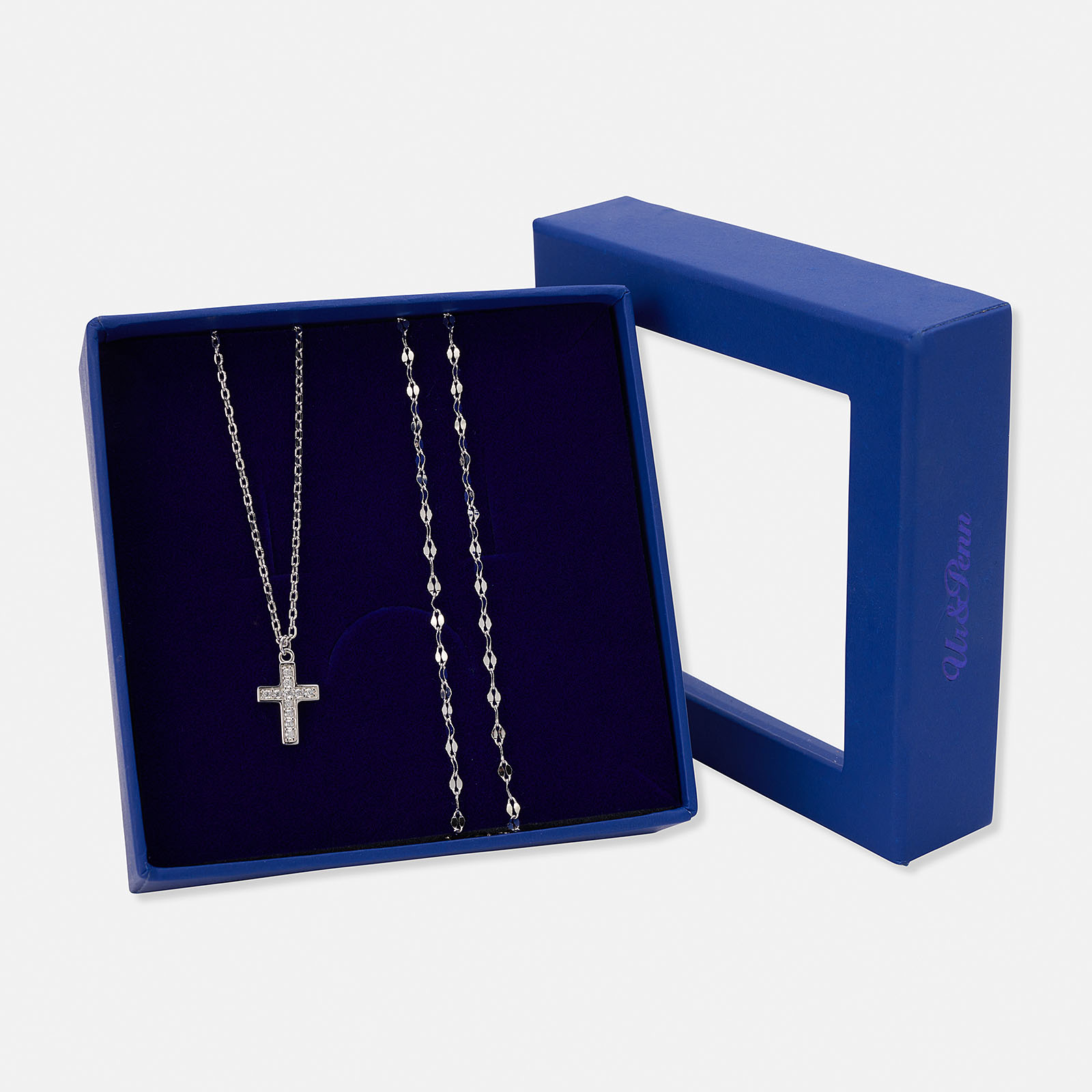 Set med 2-par halsband i äkta silver - 42+3cm Set med 2-par halsband i äkta silver - 42+3cm