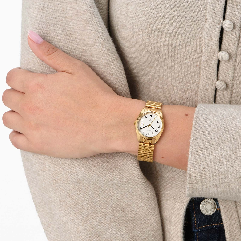 Moretime damklocka guldton/vit, flexband - 26 mm