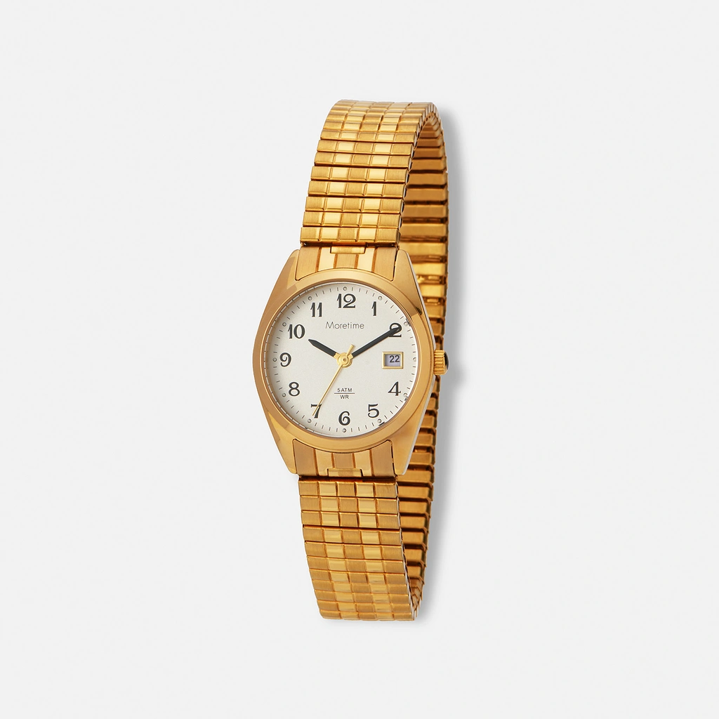 Moretime damklocka guldton/vit, flexband - 26 mm