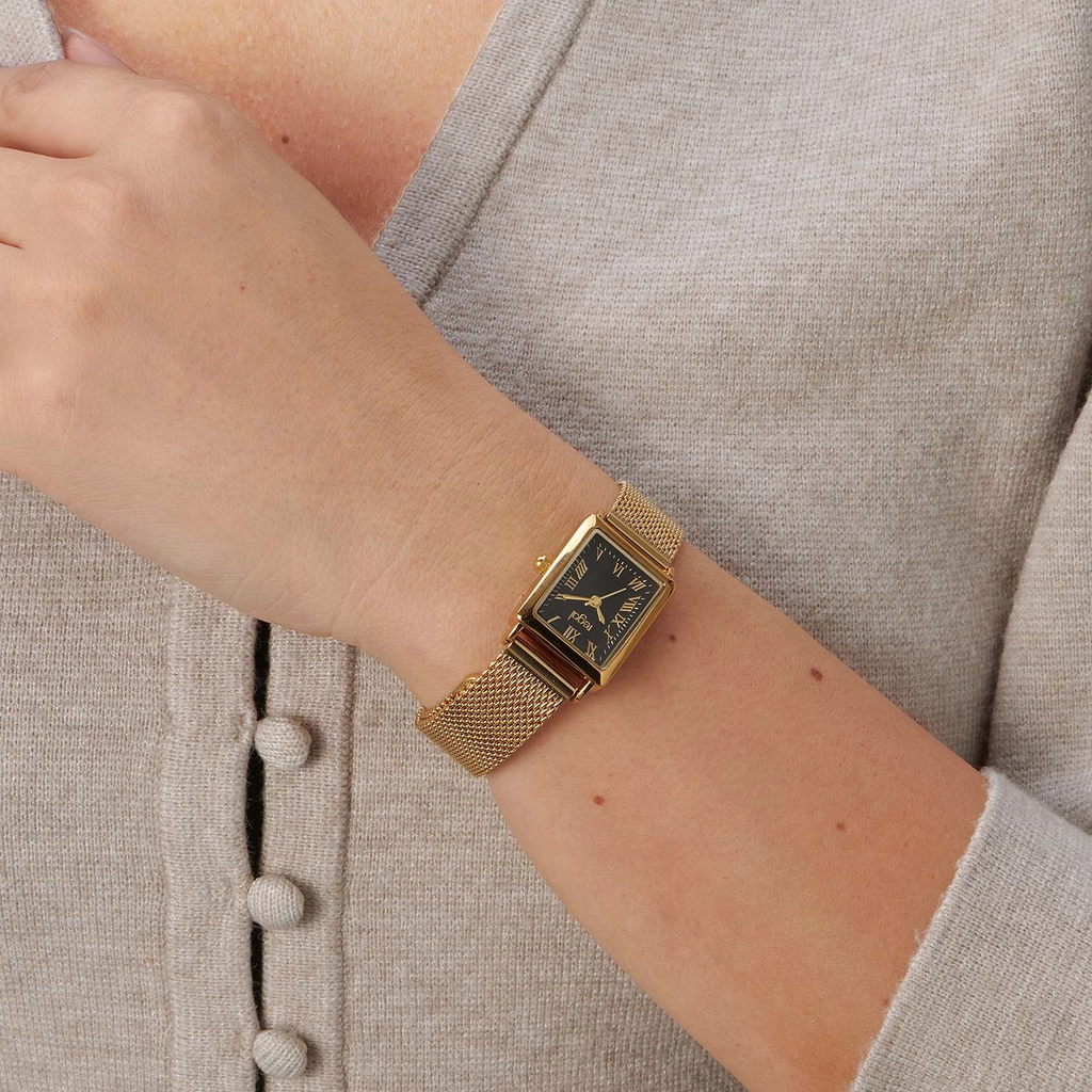 Regal damklocka guld/svart, rektangulär - 20x29 mm