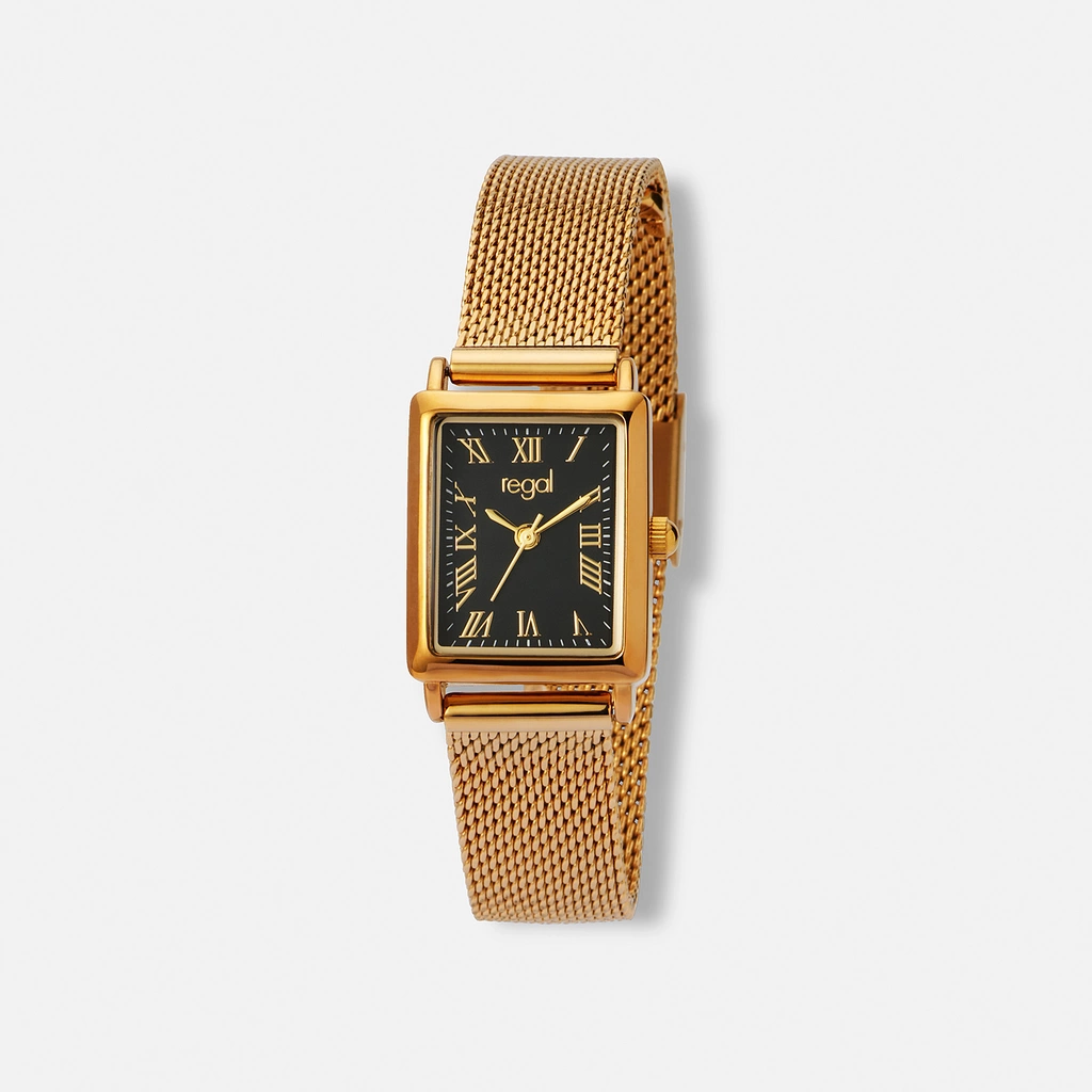 Regal damklocka guld/svart, rektangulär - 20x29 mm