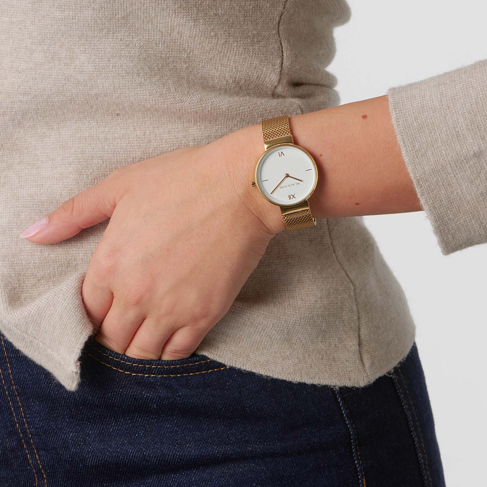 Black Oak Dazzle damklocka guld/vit - 31 mm