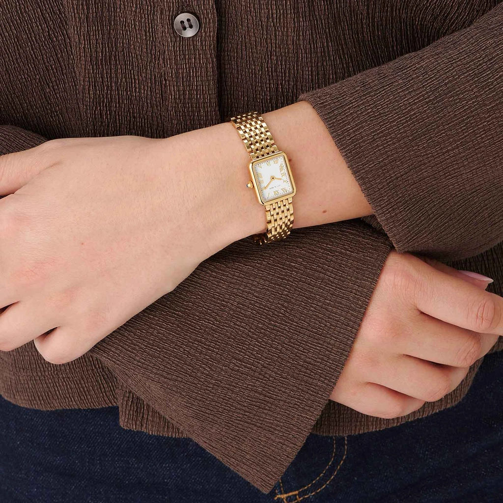 Ivy n Rox Vouge damklocka guld/vit - 18x26 mm