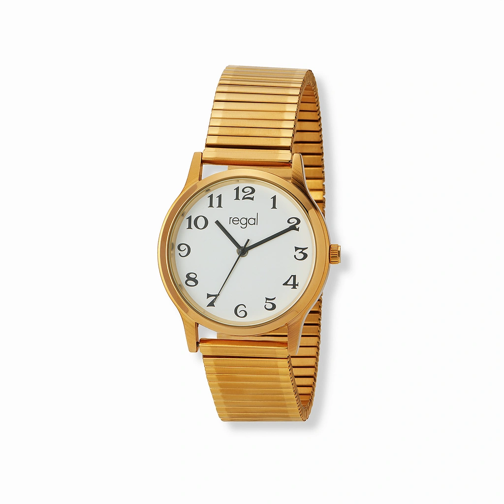 Regal herrklocka guldton/vit, flexband