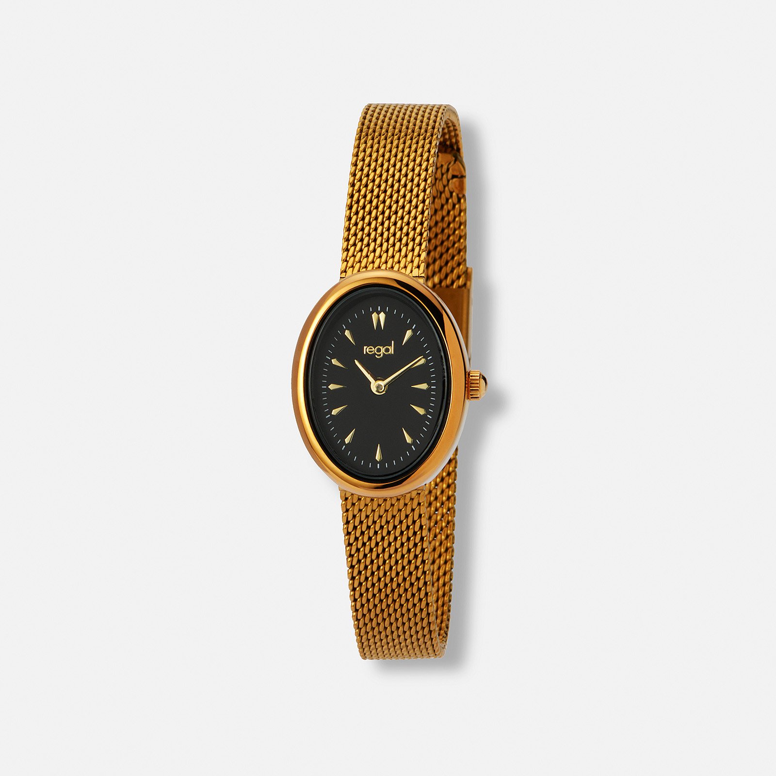Regal damklocka, oval guld/svart