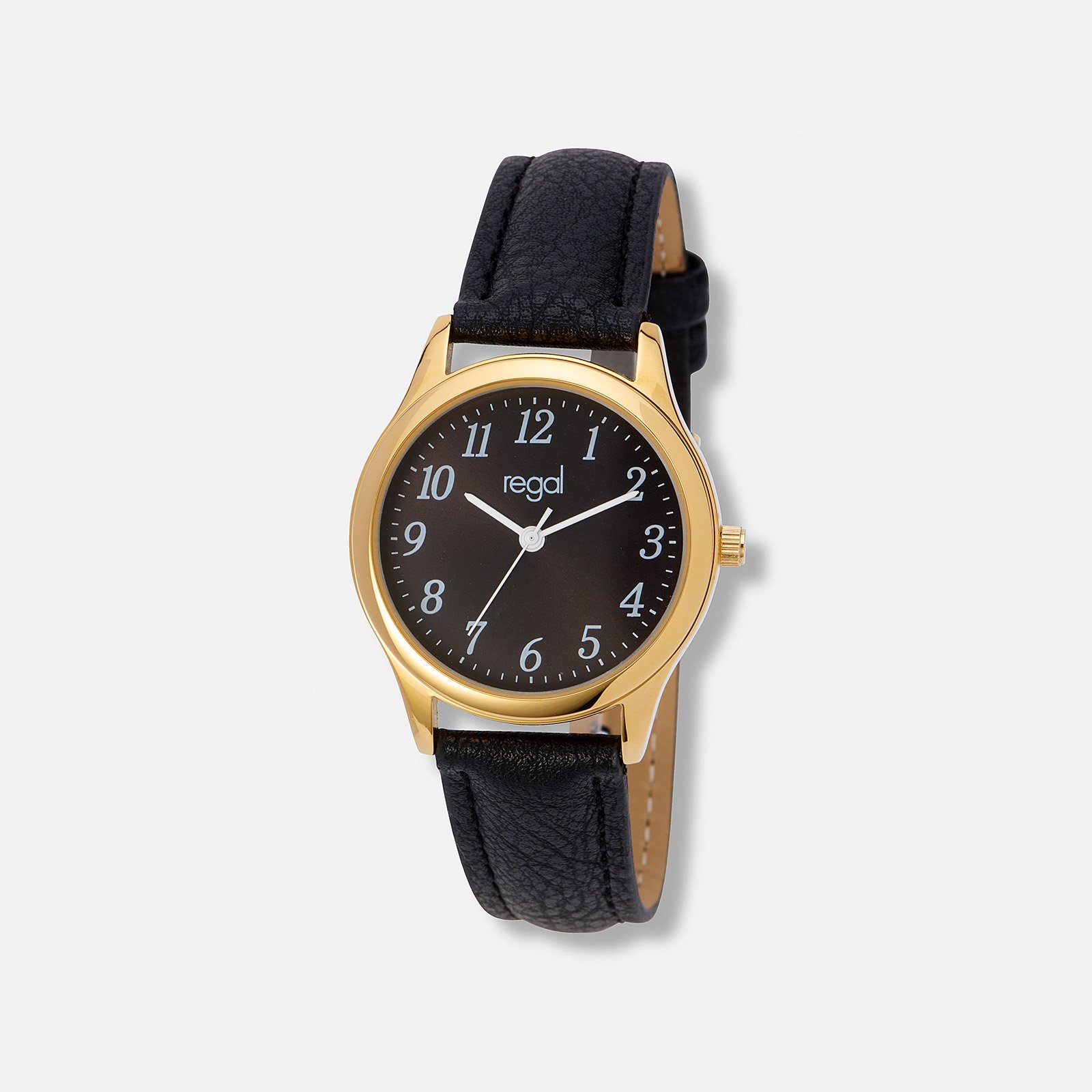 Regal damklocka - svart band, guld/svart, 32mm
