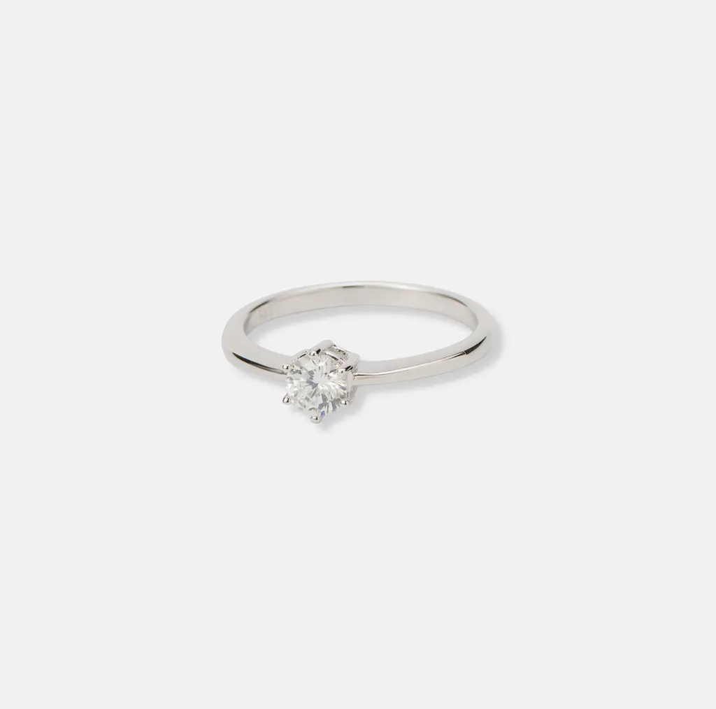 Ring i äkta silver - 5 mm Kubisk Zirkonia