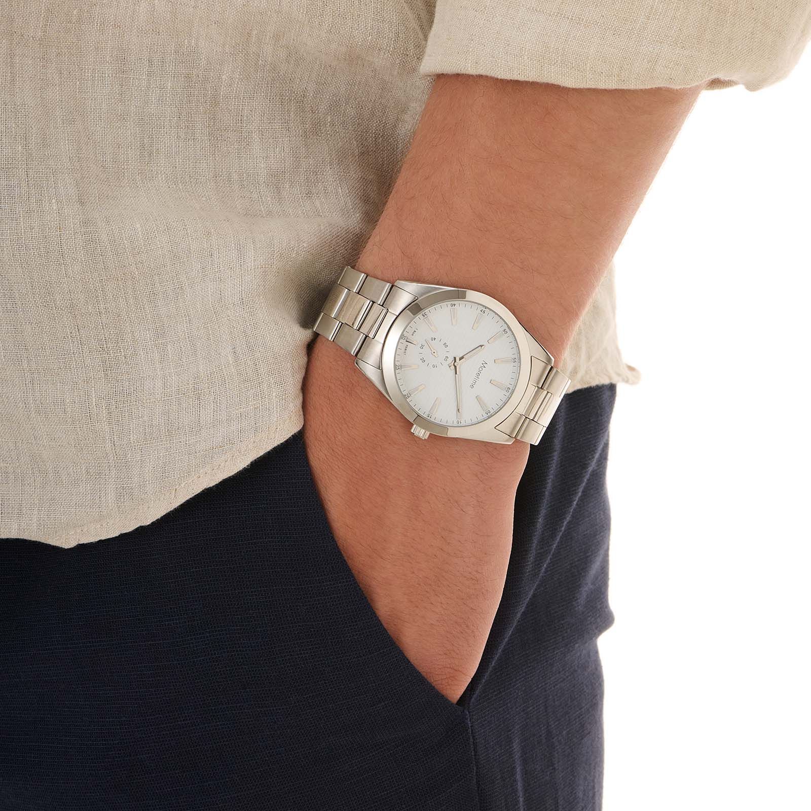 Moretime herrklocka metallband vit/silver - 40 mm