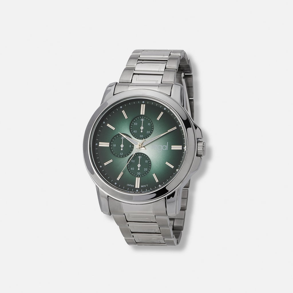 Regal herrklocka, metallband, grön/silver, 45 mm