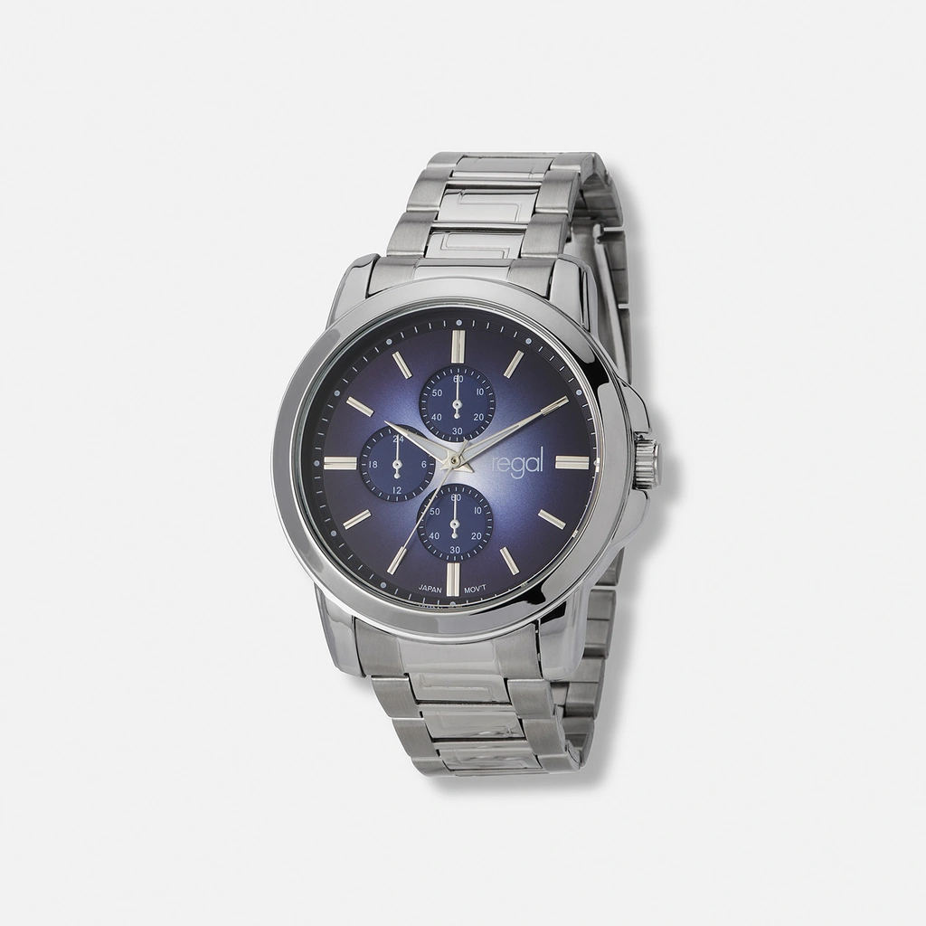 Regal herrklocka, metallband, blå/silver, 45 mm