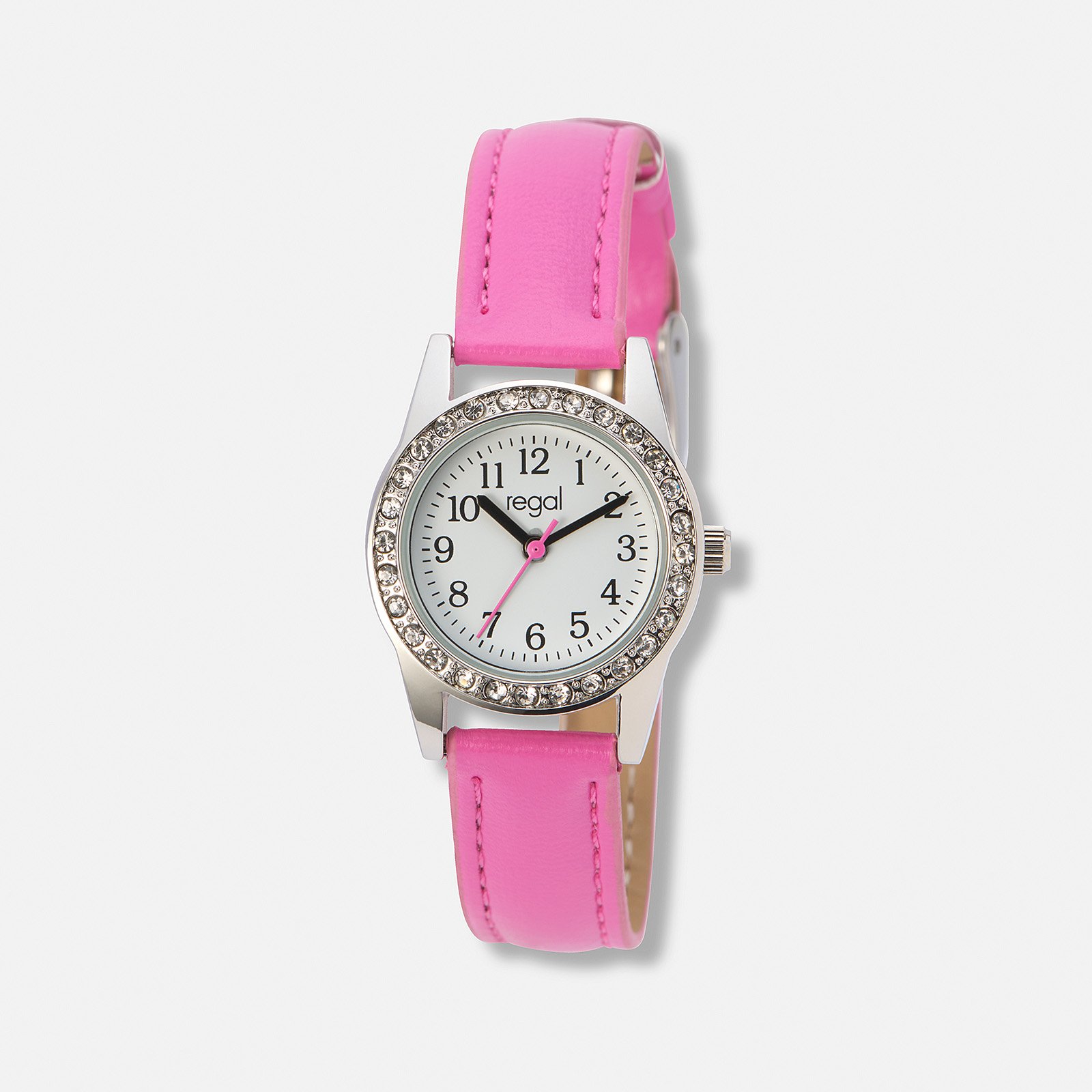 Regal barnklocka med stenar, rosa/vit, 24 mm