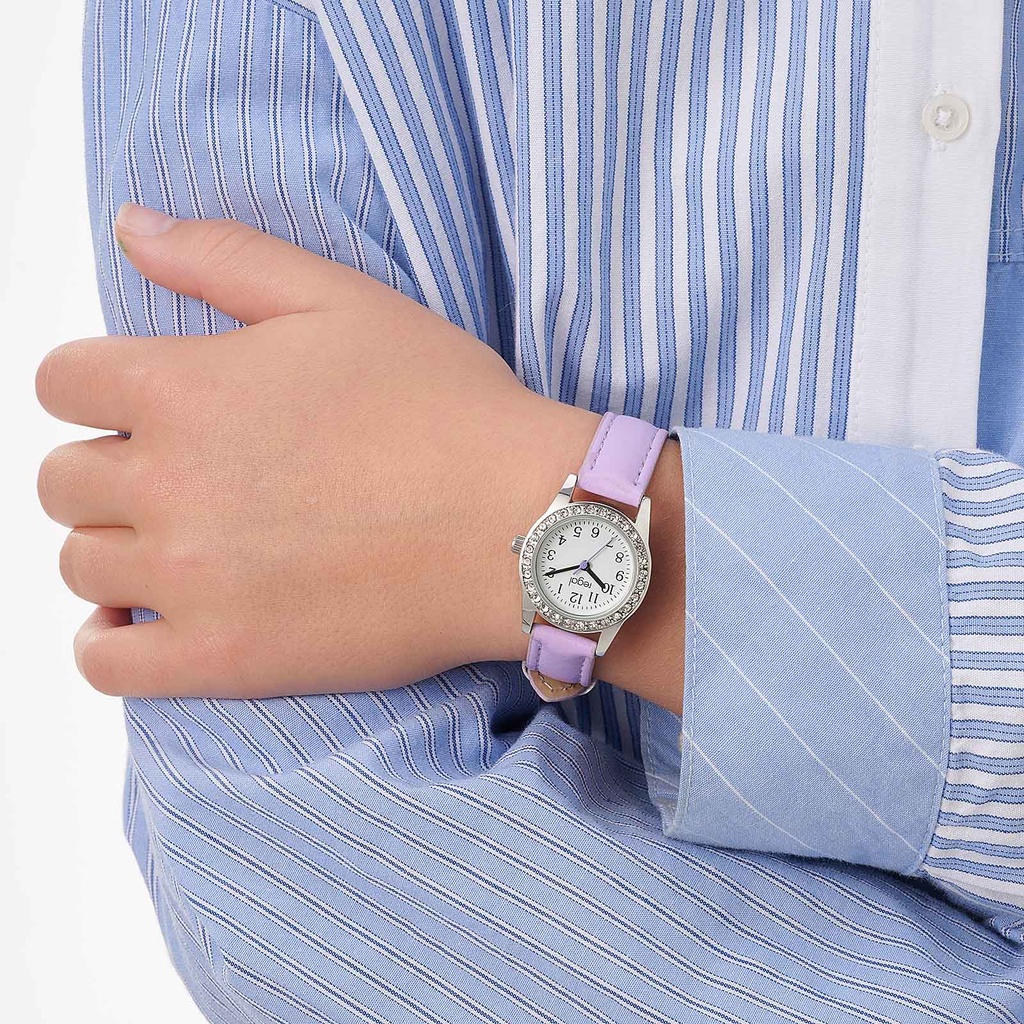 Regal barnklocka med stenar, ljuslila/vit, 24 mm