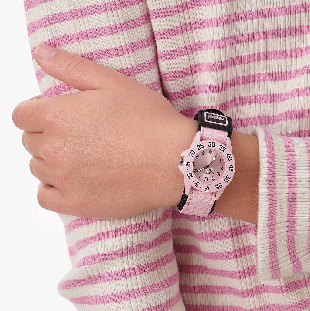 Regal barnklocka kardborreband, ljusrosa 28 mm