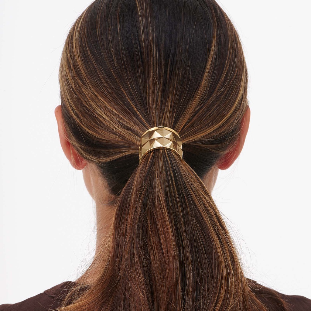 Hårsnodd - guldfärgad hair cuff med nitar