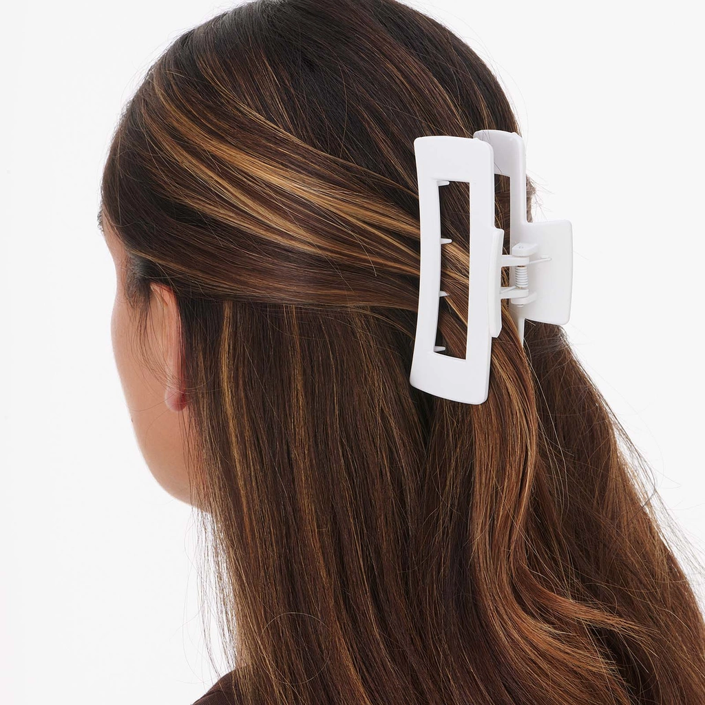 Vit hårklämma 10 cm