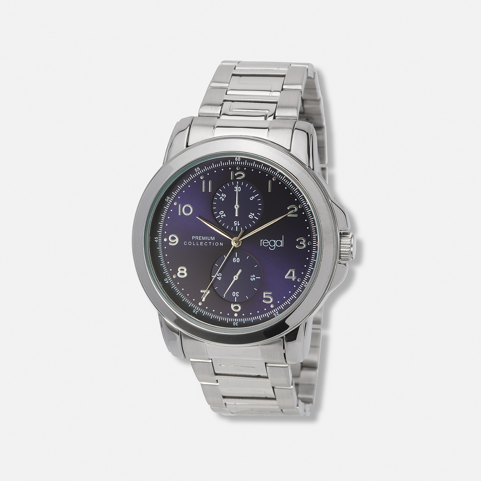 Regal klockset herr, metall, blå/silver - 45 mm