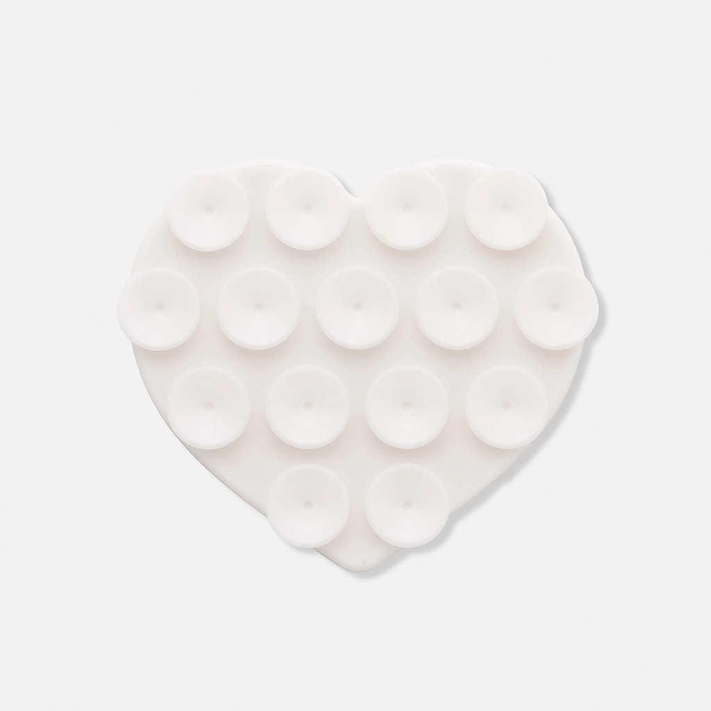 Mobilhållare med sugkoppar, vitt hjärta