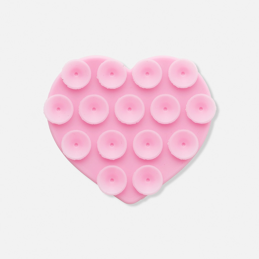 Mobilhållare med sugkoppar, ljusrosa hjärta