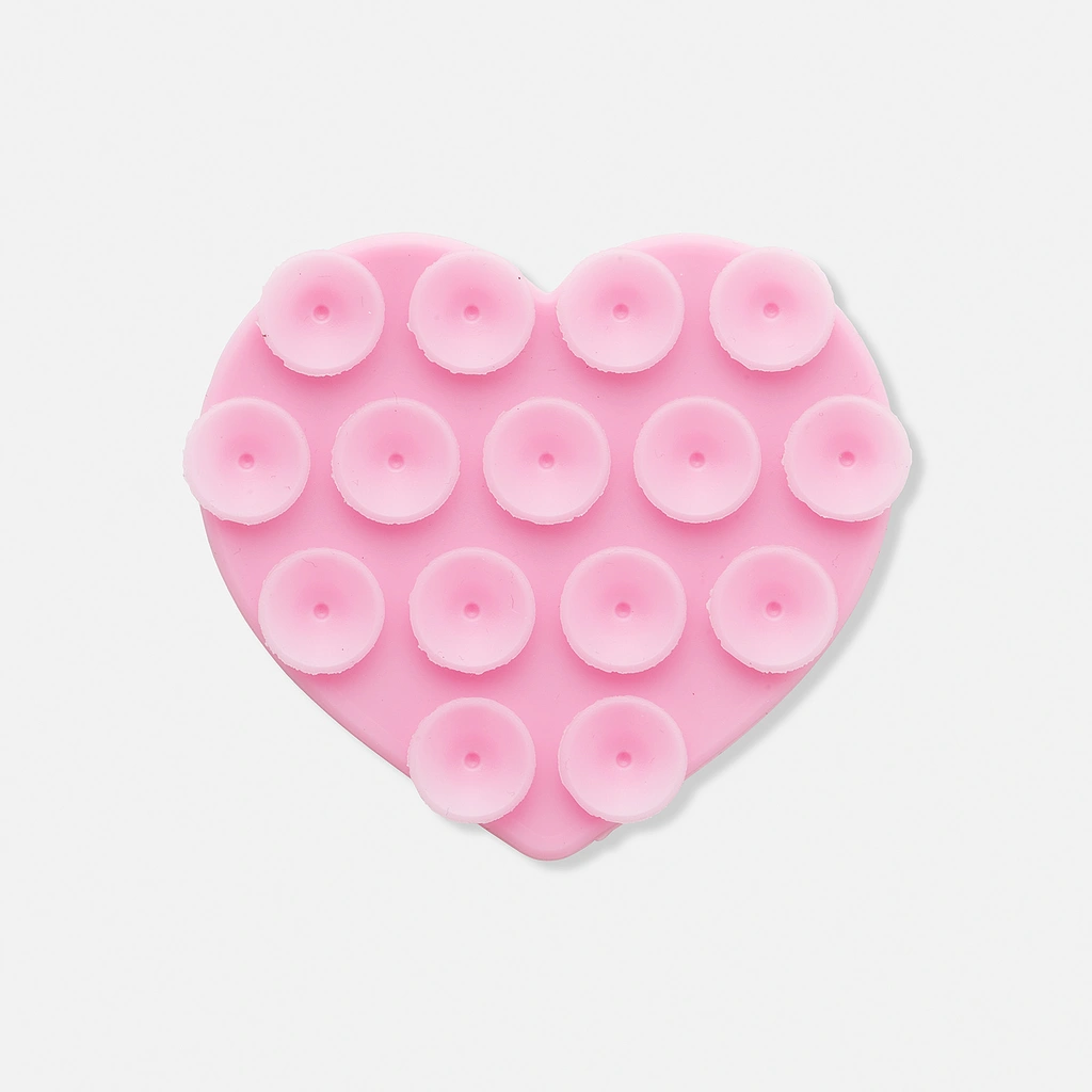 Mobilhållare med sugkoppar, ljusrosa hjärta
