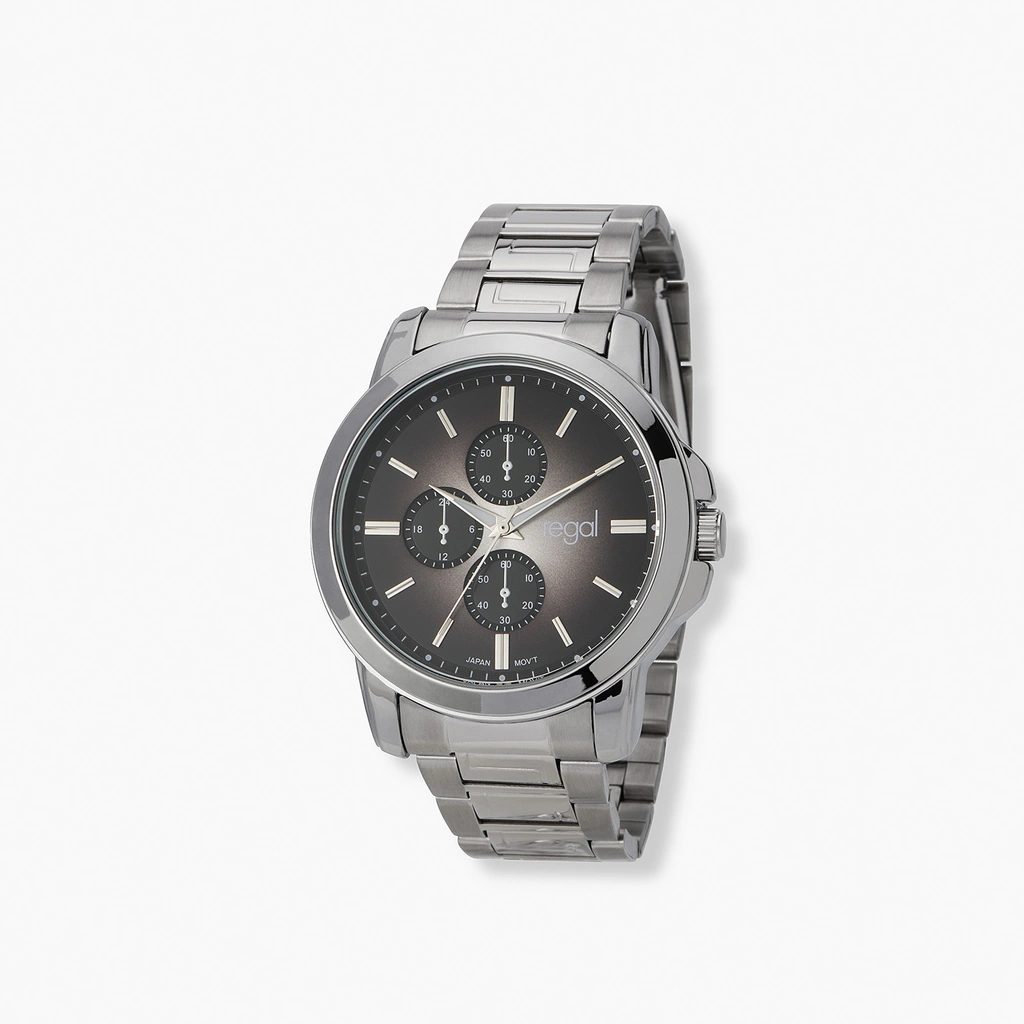 Regal herrklocka, metallband, svart/silver, 45 mm