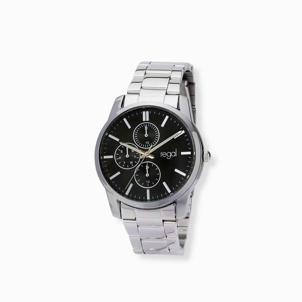 Regal herrklocka, metallband, svart/silver, 40 mm