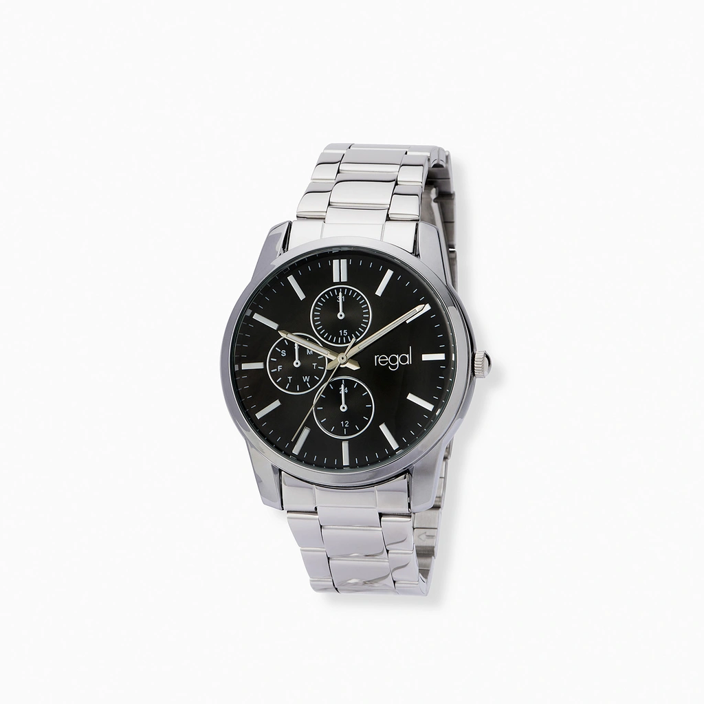 Regal herrklocka, metallband, svart/silver, 40 mm