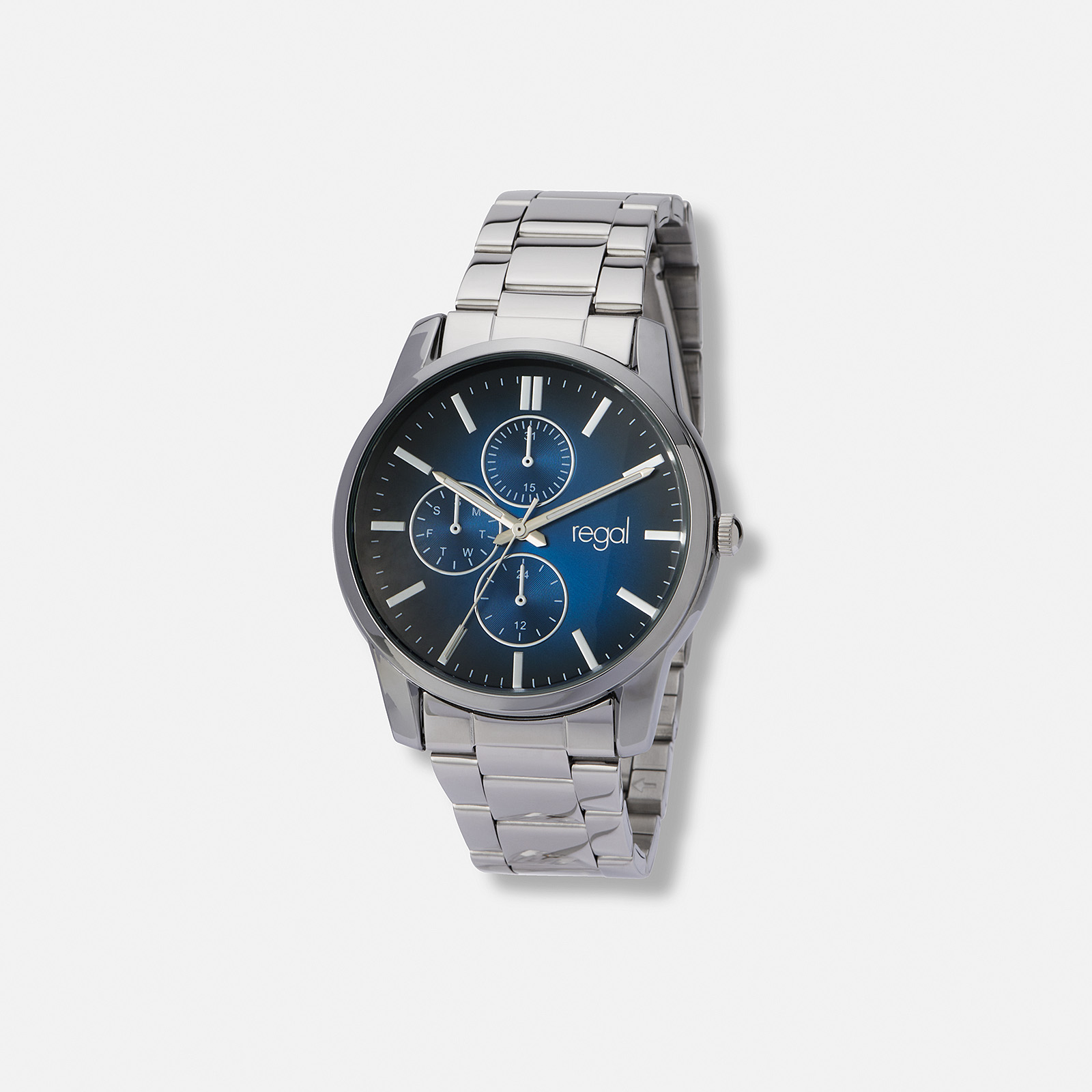 Regal herrklocka, metallband, blå/silver, 40 mm