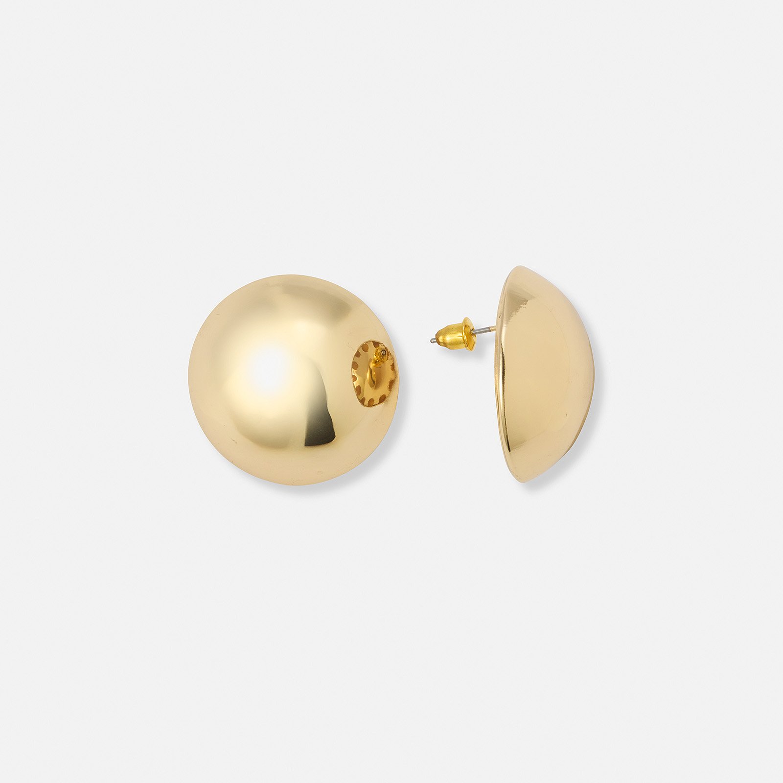 Guldfärgade örhängen halv knapp stor - 30 mm Guldfärgade örhängen halv knapp stor - 30 mm