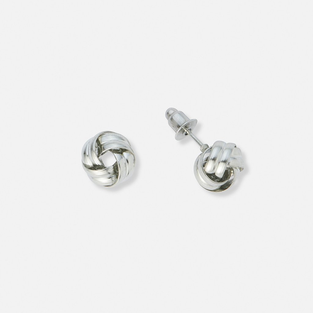 Silverfärgade örhängen knut - 10 mm