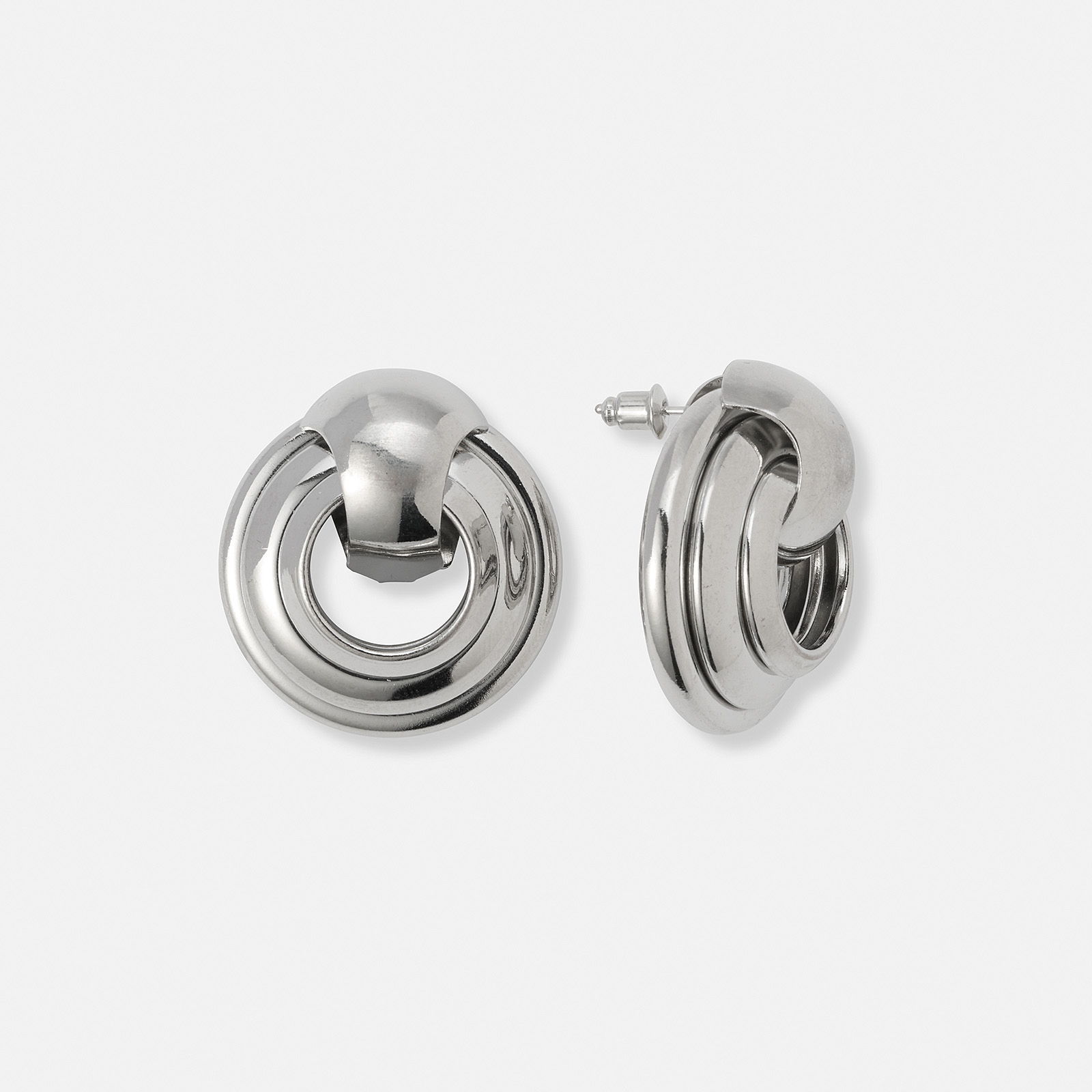 Silverfärgade örhängen doorknob - 31 mm