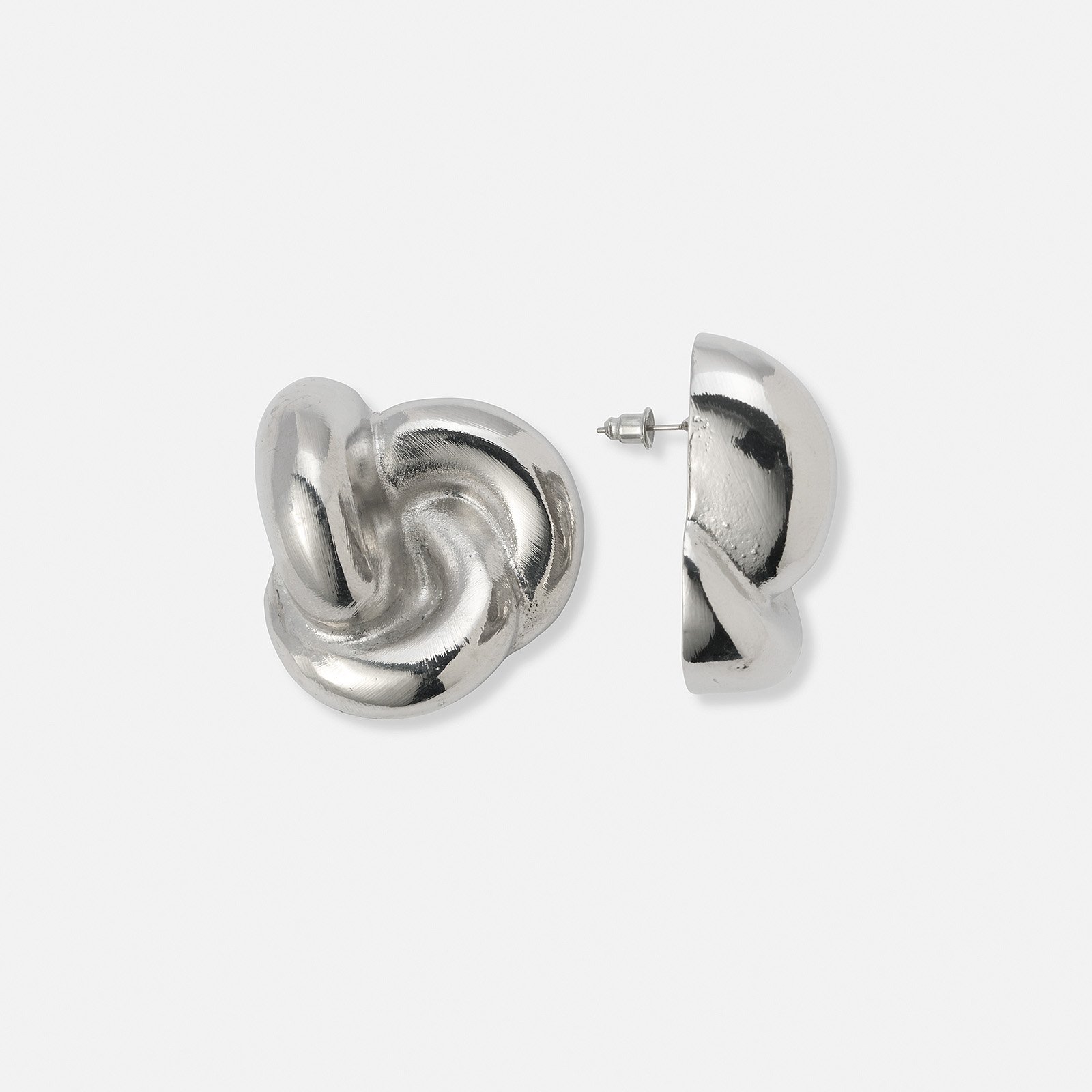 Silverfärgade örhängen stor knut - 40 mm
