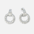 Silverfärgade örhängen vridna ringar - 40x30 mm