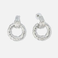 Silverfärgade örhängen vridna ringar - 40x30 mm