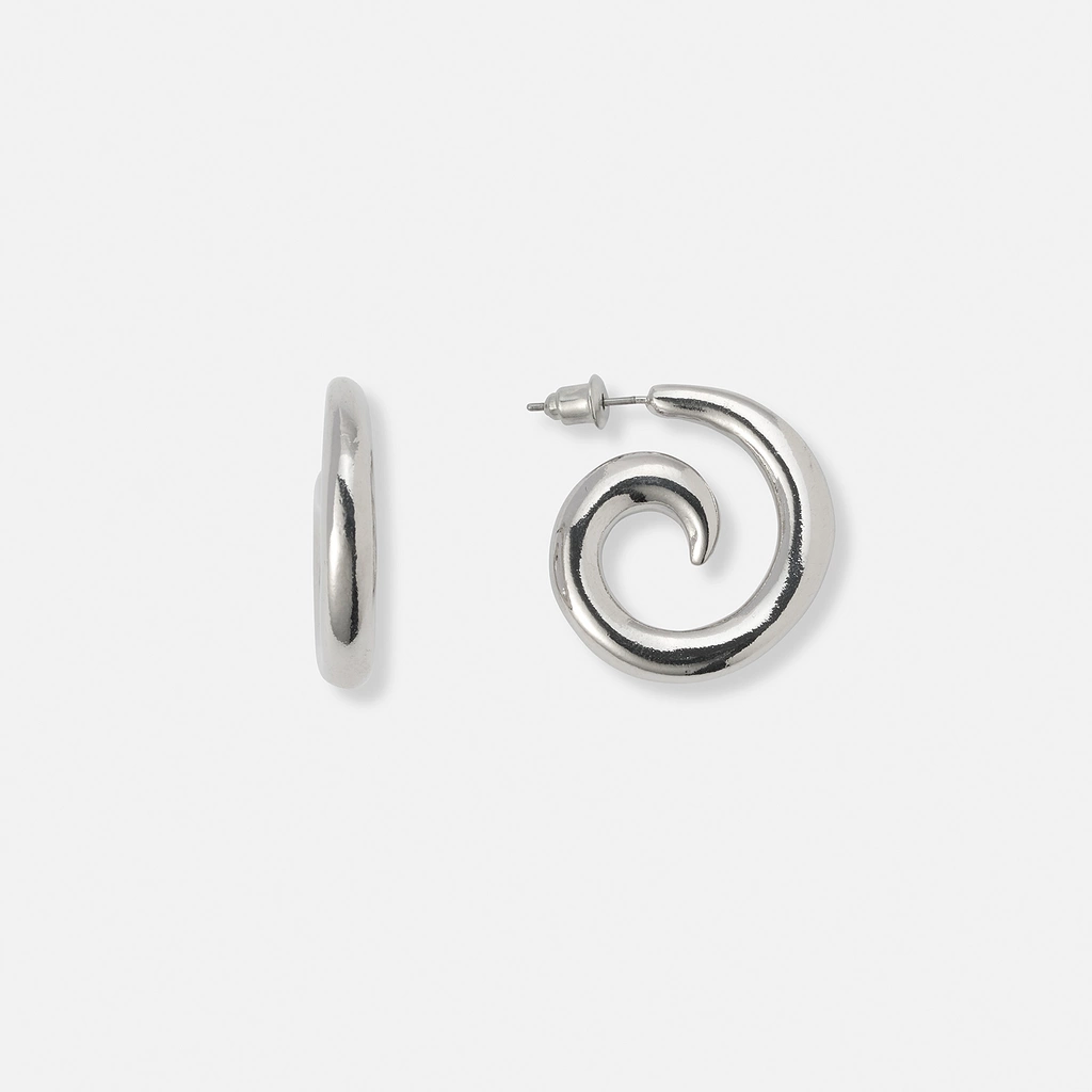 Silverfärgade örhängen hoops spiraler - 26 mm