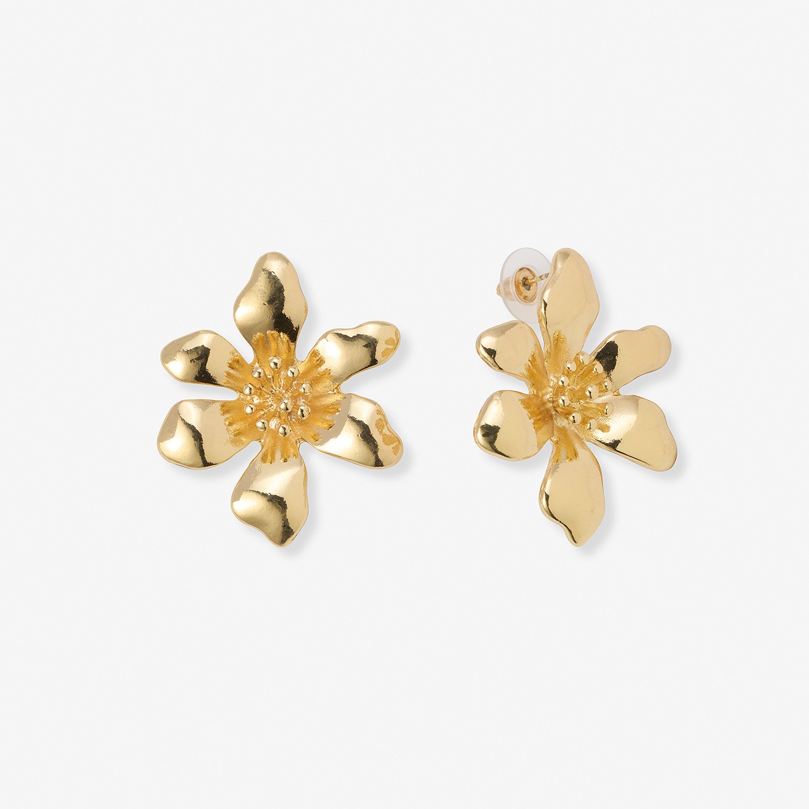 Guldfärgade örhängen stor blomma - 40 mm