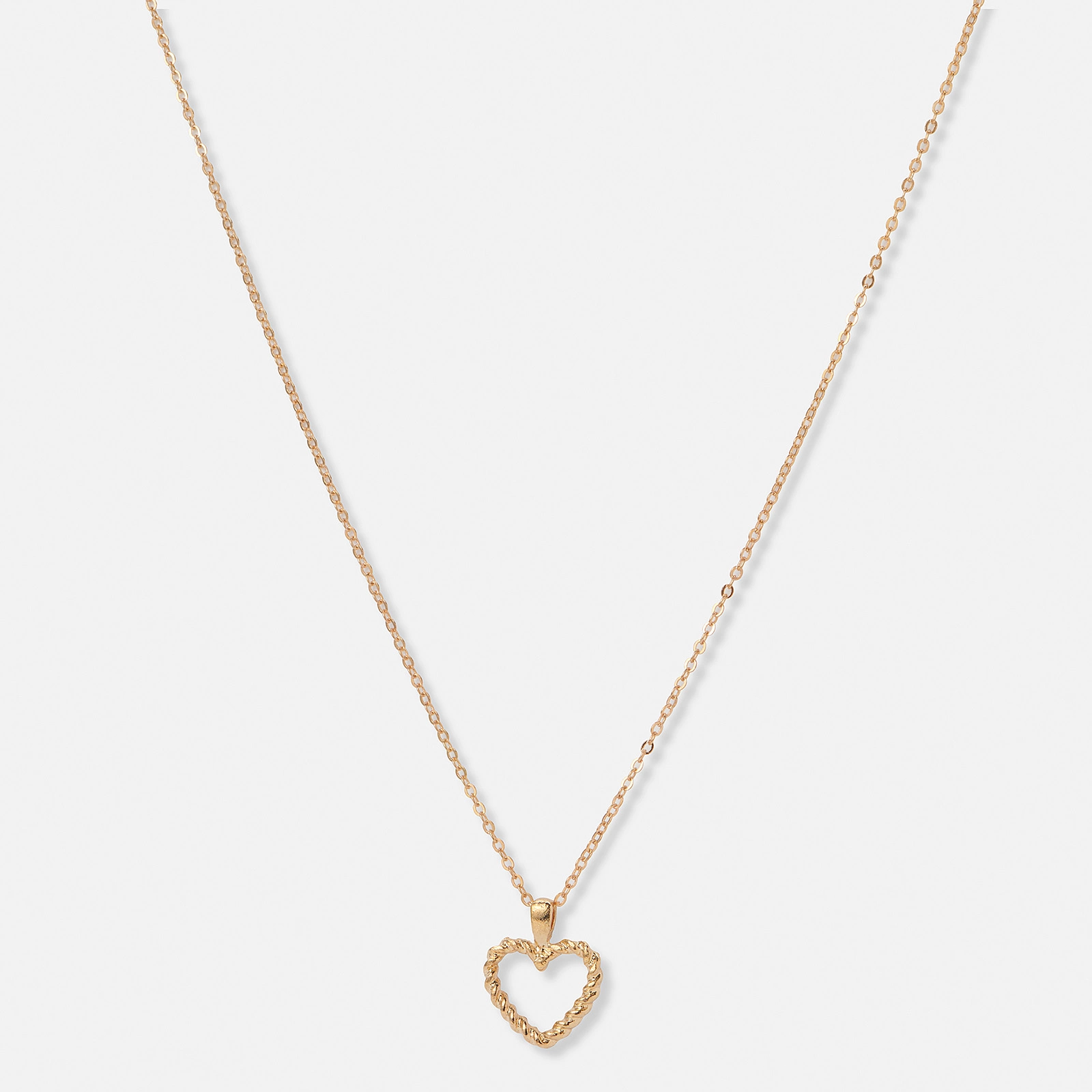 Guldfärgat halsband, vridet hjärta - 42+5 cm