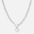 Silverfärgad kedja, T-lås och hjärta - 50 cm
