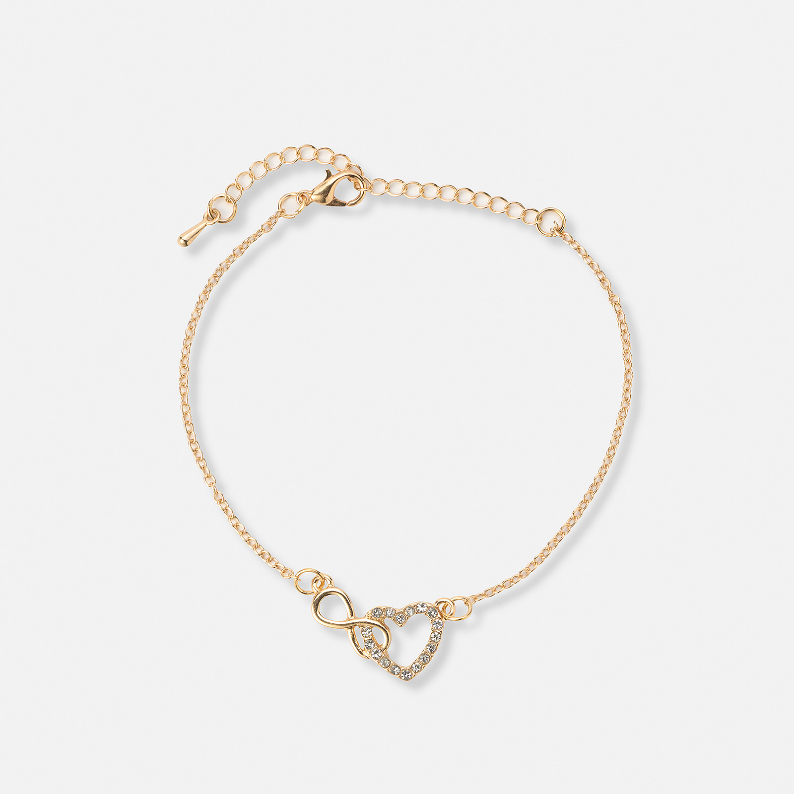 Guldfärgat armband dam - hjärta & infinity