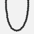 Halsband med svarta plastpärlor - 41+7cm