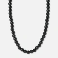 Halsband med svarta plastpärlor - 41+7cm