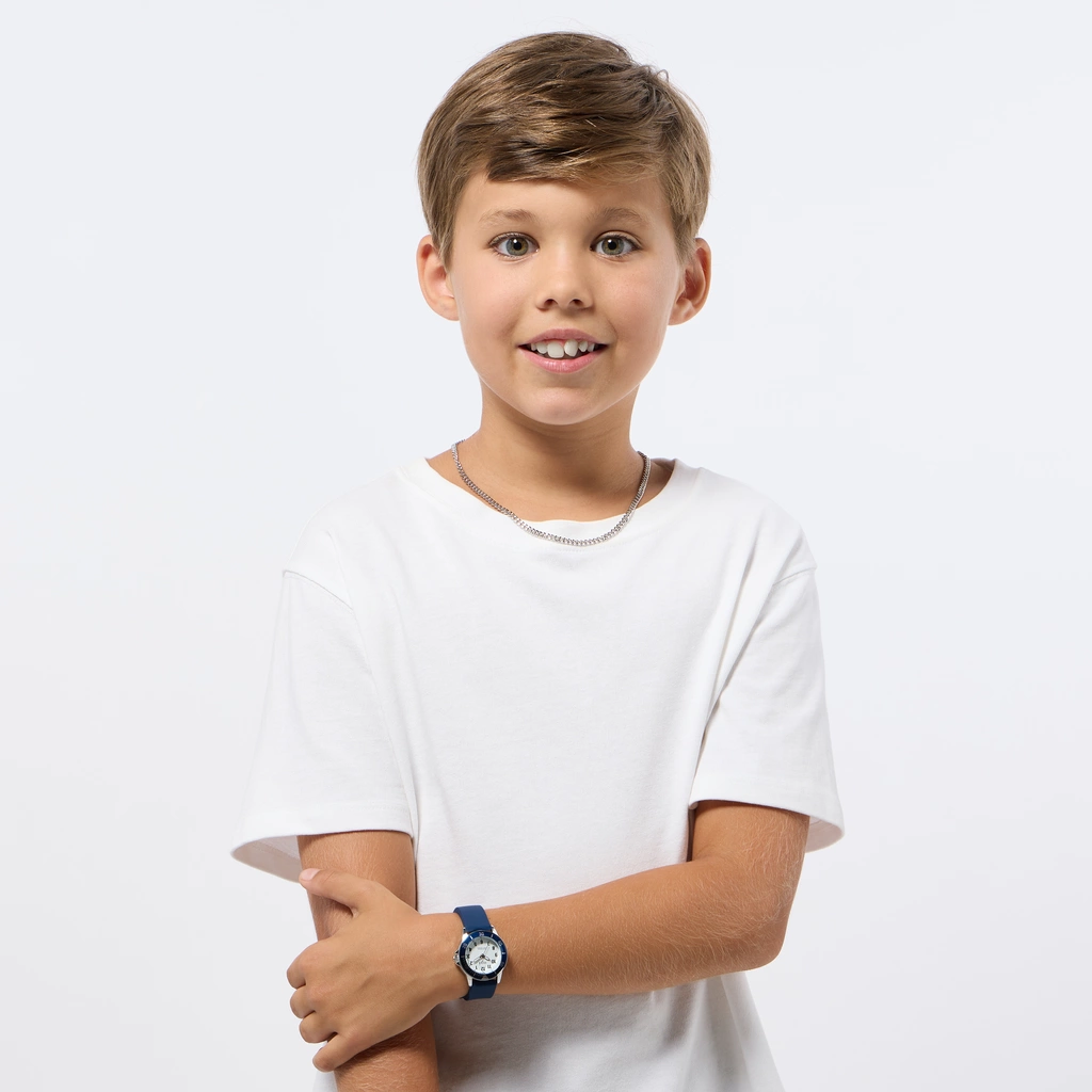 Regal barn klockset med halsband - blå