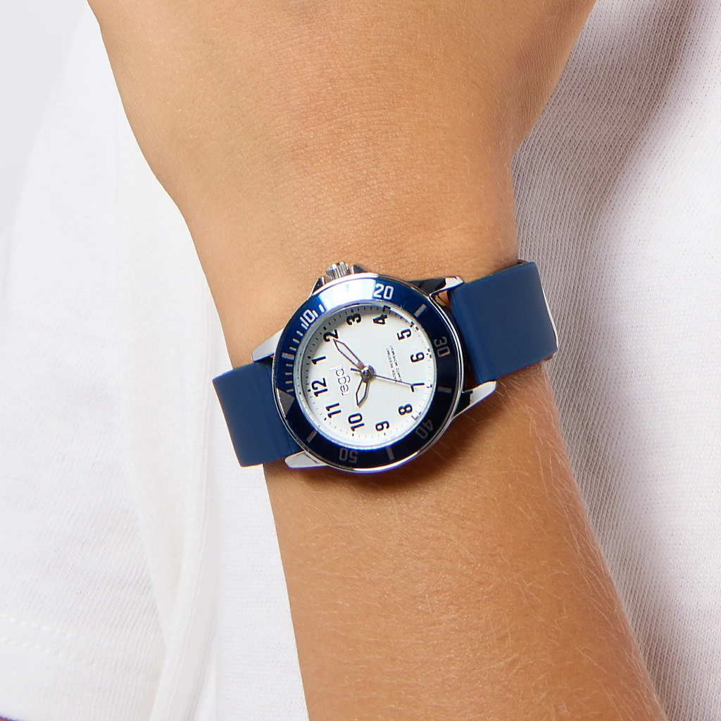 Regal barn klockset med halsband - blå