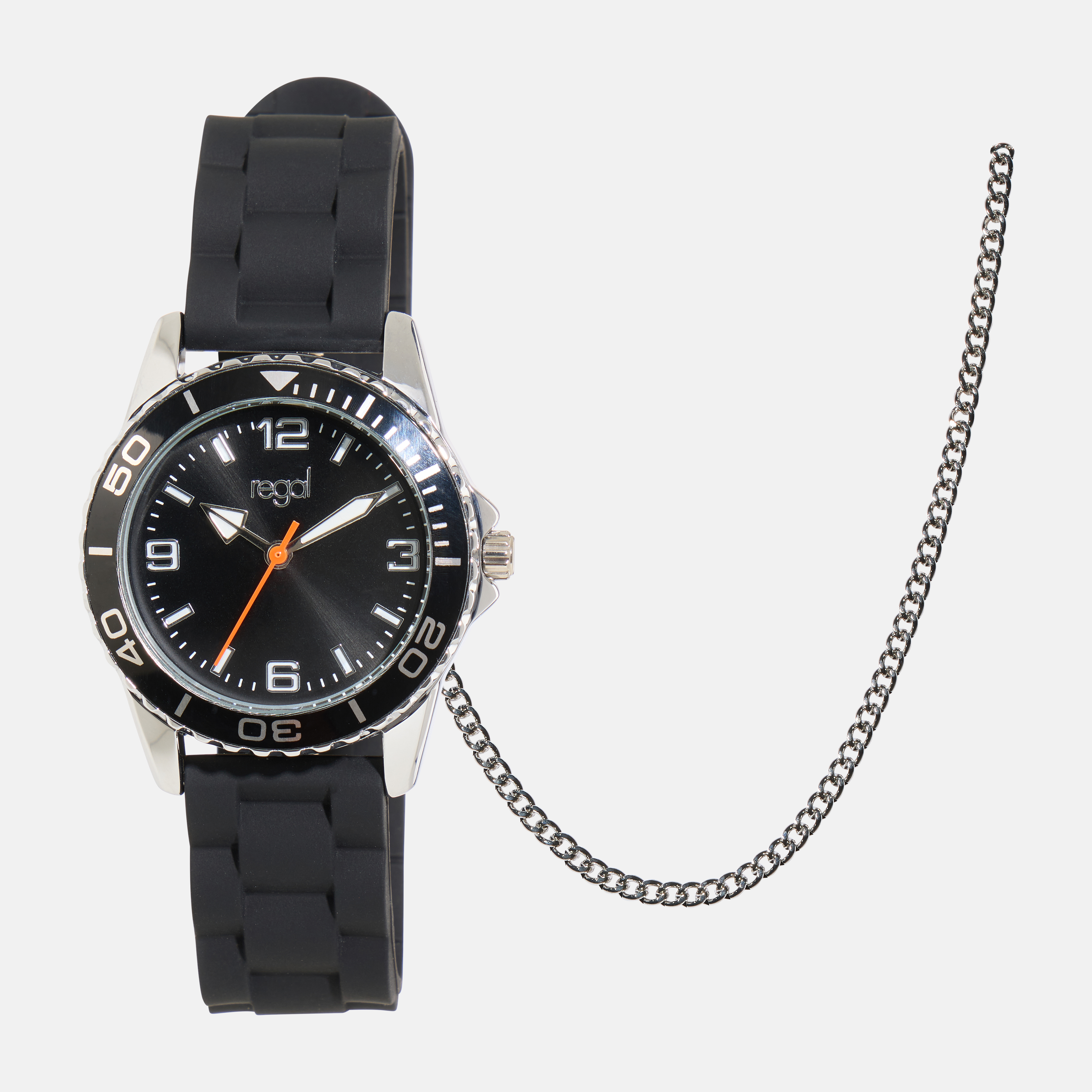 Regal barnklocka - gummiband, svart/svart