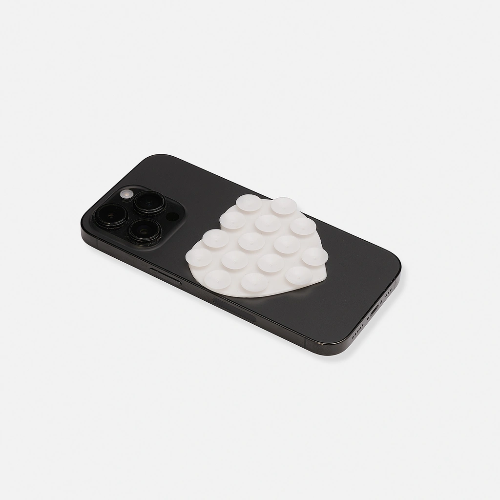 Mobilhållare med sugkoppar, vitt hjärta