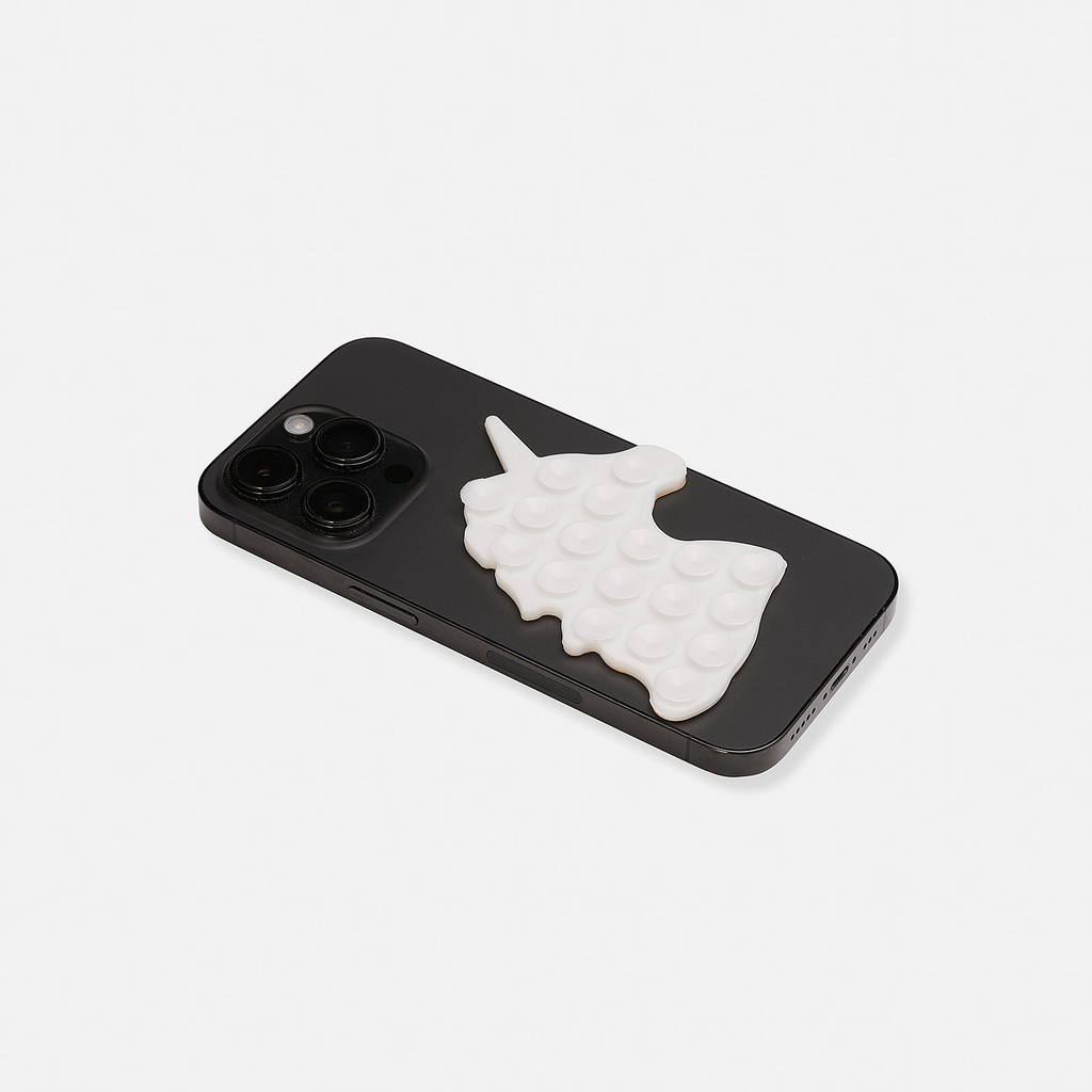 Mobilhållare med sugkoppar, vit enhörning