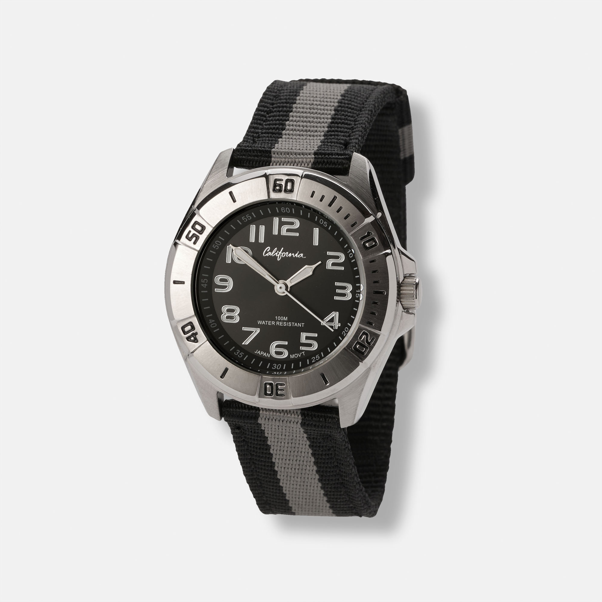 California barnklocka - nylonband, svart, 38 mm