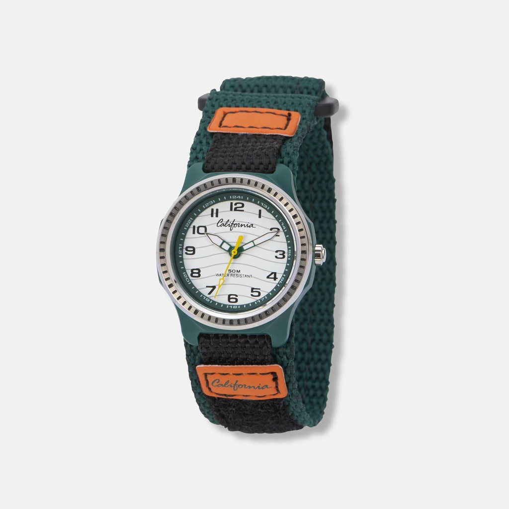 California barnklocka kardborreband, grön/vit 35 mm