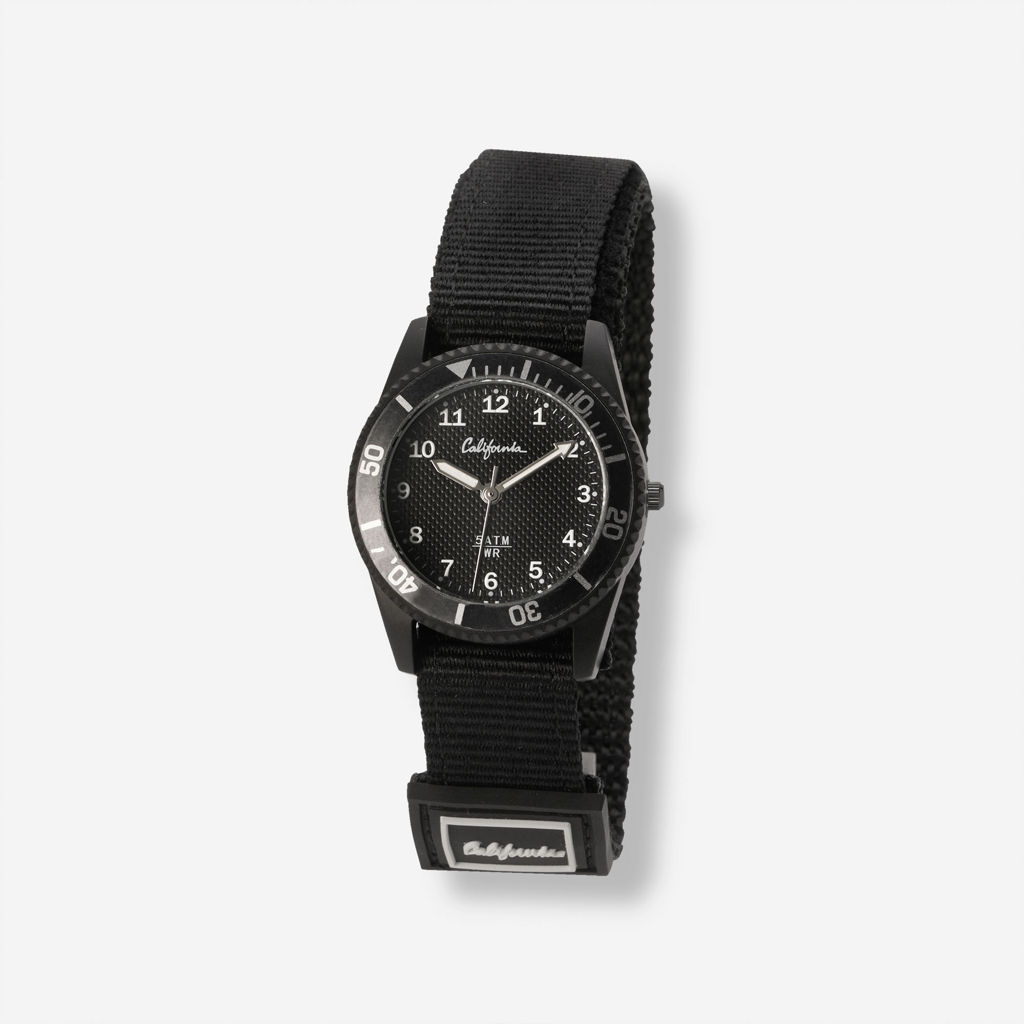 California barnklocka set kardborreband, svart 30 mm