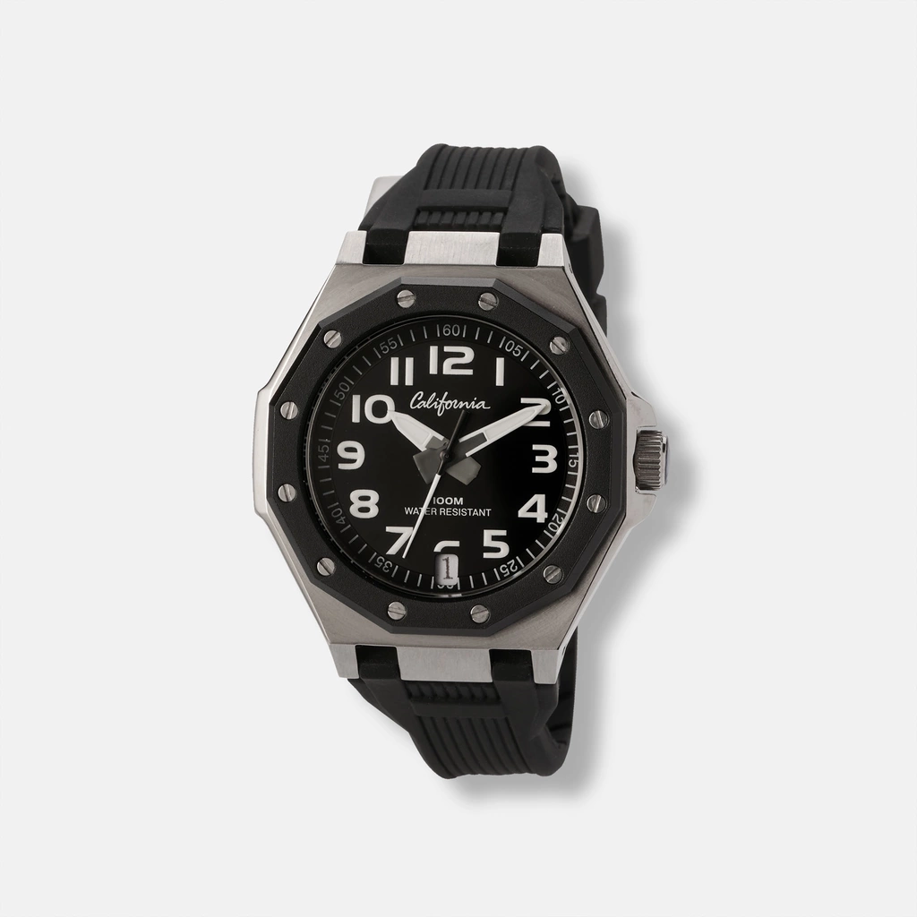 California barnklocka - gummiband, svart, 37 mm